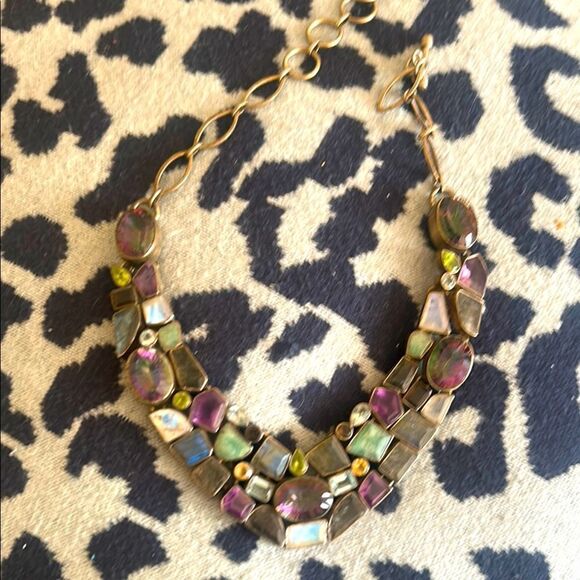 Gorgeous Sterling Silver Multi-Gemstone Multicolor Statement Necklace - Picture 2 of 6